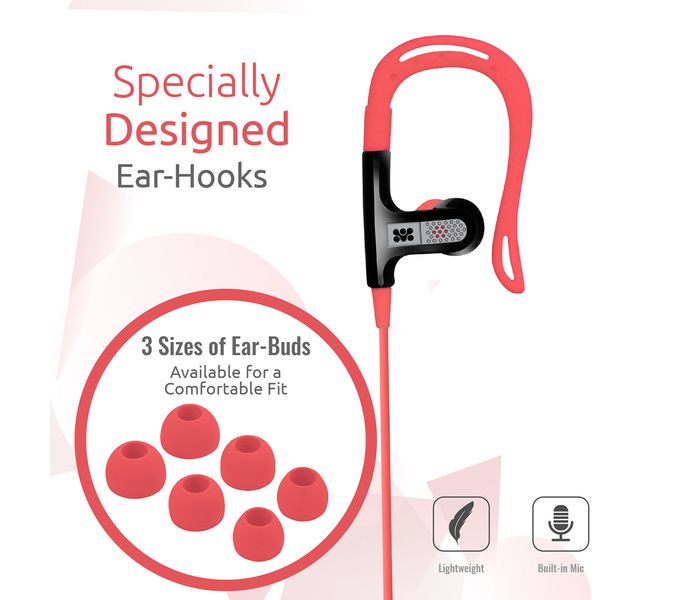 Promate Glitzy Premium In Ear Noise Isolating Earhook Over-Ear Headphones, Pink - Zoom Image 2