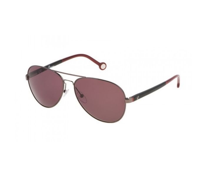 Carolina Herrera SHE070V 0568 Aviator Black & Chrimson Red Frame and Shiny Gunmetal Mirrored Sunglasses for Women - Zoom Image