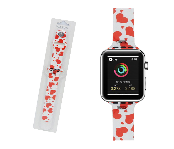 Zoom ZRSP-1018 38mm Sport Wrist Replacement Strap Bands for Apple Watch - White & Red - Zoom Image