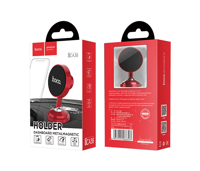 Hoco CA36 Holder Dashboard Metal Magnetic Bracket - Red - Zoom Image 1