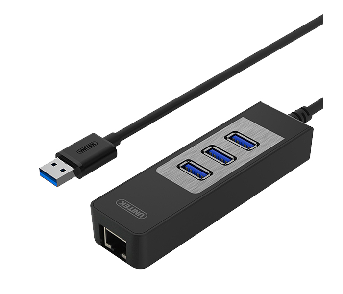 Unitek Y-3045C USB3.0 3-Port Hub & Gigabit Ethernet Converter - Black - Zoom Image 3