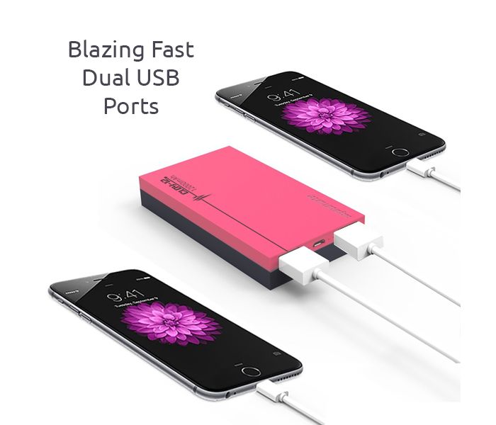 Promate Cloy-12 12000 mAh Dual Port Portable Charger Power Bank, Pink - Zoom Image 2