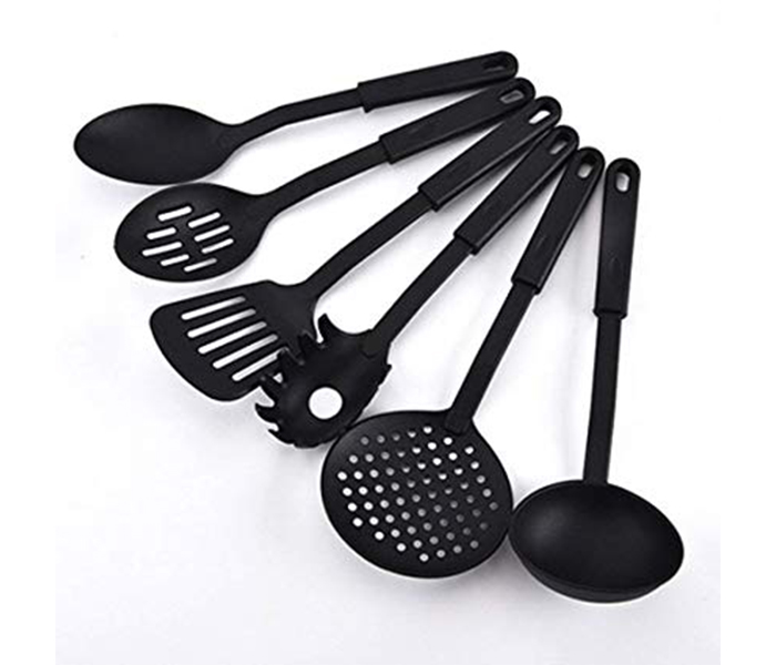 Nylon ladle spoon set 6 Pieces - Black - Zoom Image