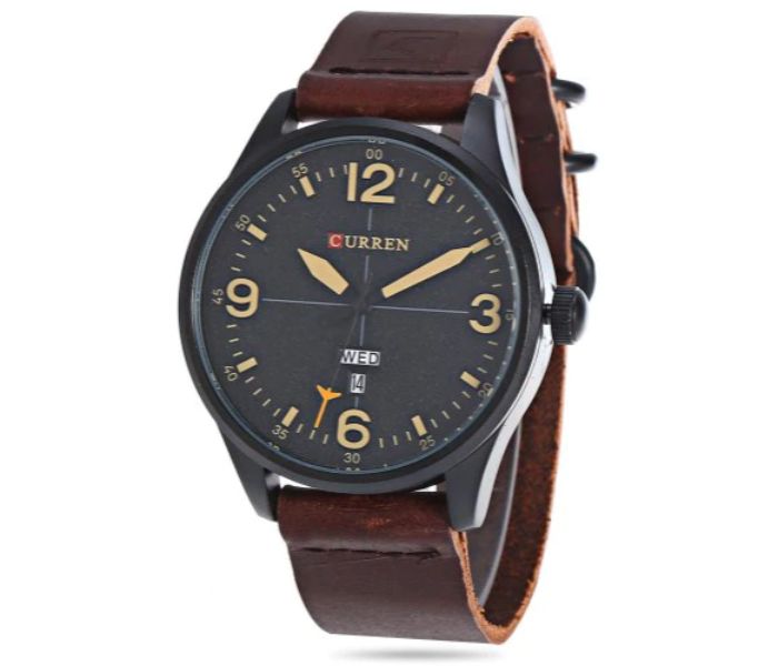 Curren 8265 Quartz Watch For Men Black And Yellow - Zoom Image