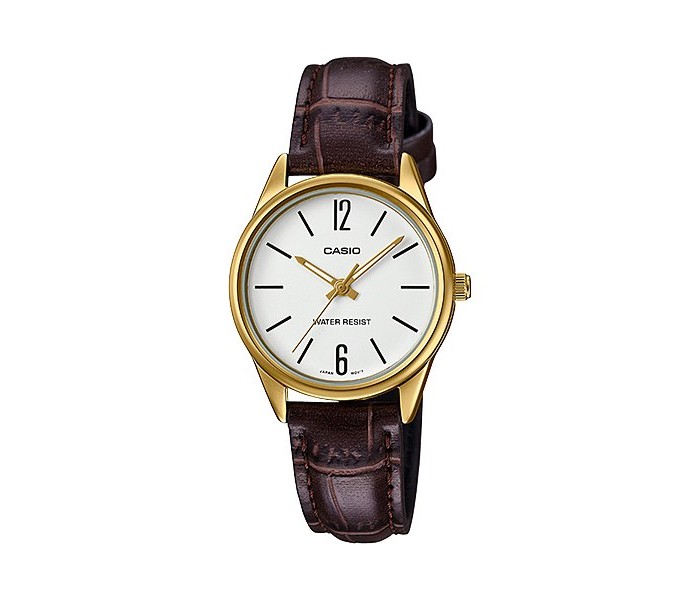 Casio LTP-V005GL-7BVUDF Womens Analog Watch Brown and White - Zoom Image