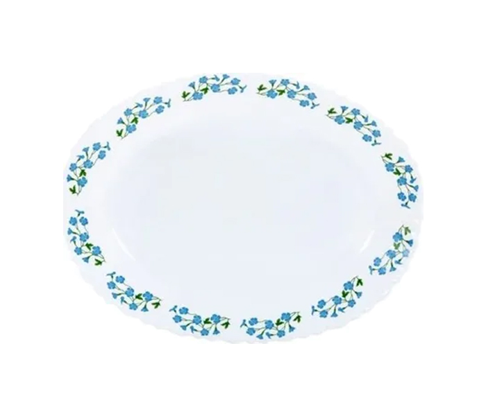 Delcasa DC1462 13-inch Opalware Oval Plate - White & Blue - Zoom Image