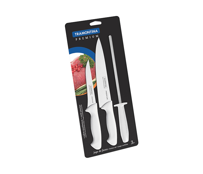 Tramontina TR-24499-812 Premium Cutlery Knife Set - 3 Pieces, White - Zoom Image