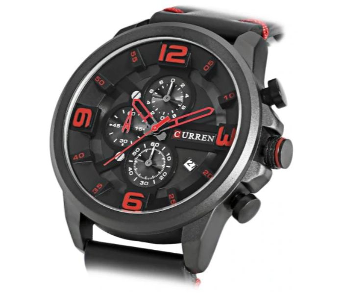 Curren 8288 Chronograph Watch For Men Black And Red - Zoom Image 1