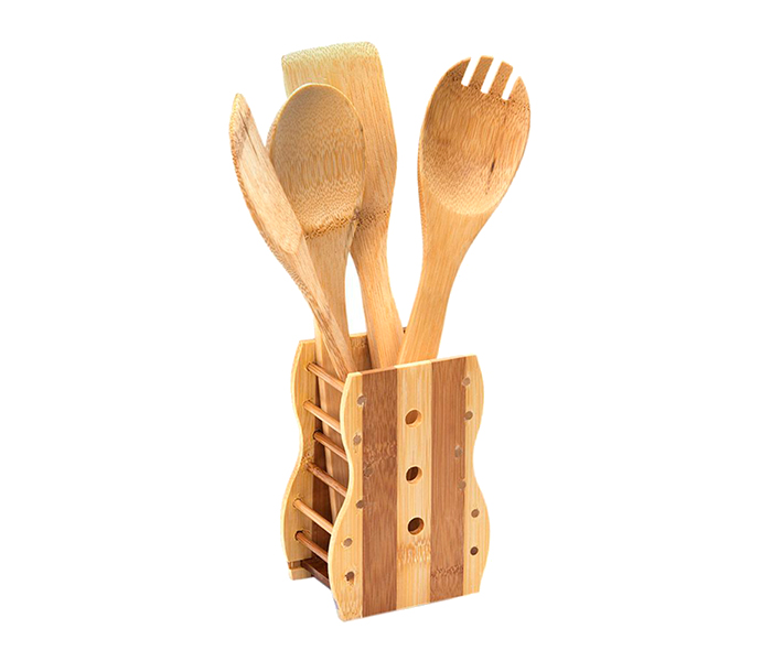 Royalford RF7289 5 Pieces Bamboo Kitchen Spoon & Turner - Brown - Zoom Image 5