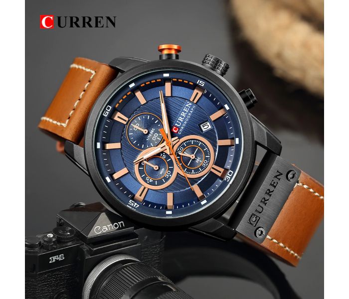 Curren 8291 Analog Sports Watch For Men Blue And Black - Zoom Image 1