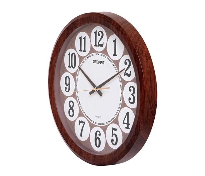 Geepas GWC4803 Taiwan Movement Wall Clock, White & Brown - Zoom Image 1