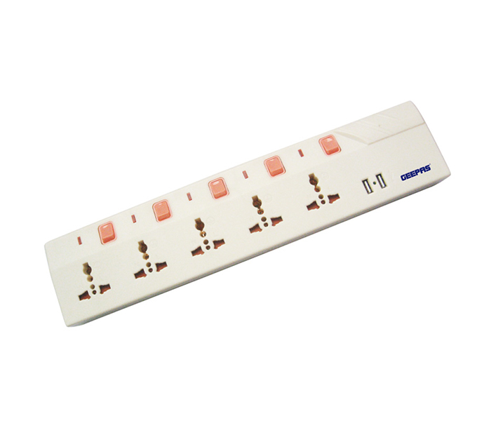 Geepas GES4028 5 Way Extension Socket with USB Port - Zoom Image