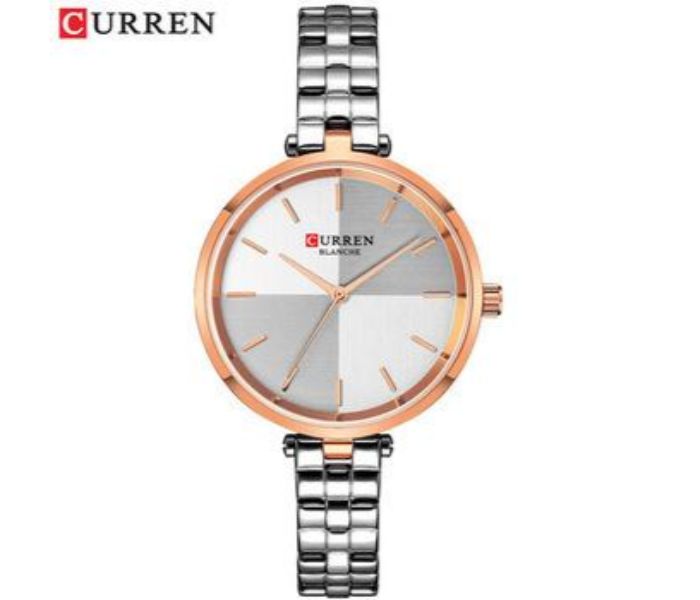 Curren 9043 Shaded Dial Watch For Women Silver and Rose Gold - Zoom Image