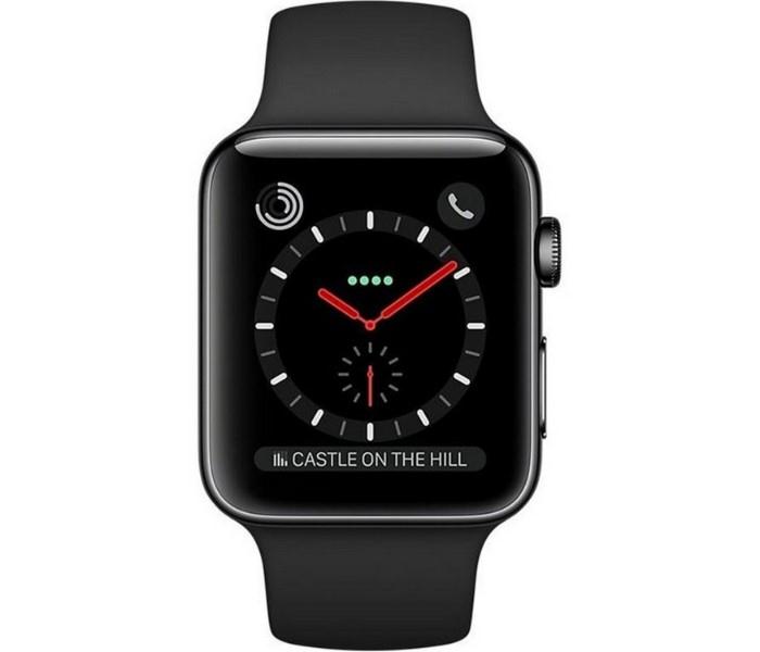 Apple Watch MQM02 Series 3 - 42mm Stainless Steel Case with GPS+Cellular Sport Band, Black - Zoom Image 1