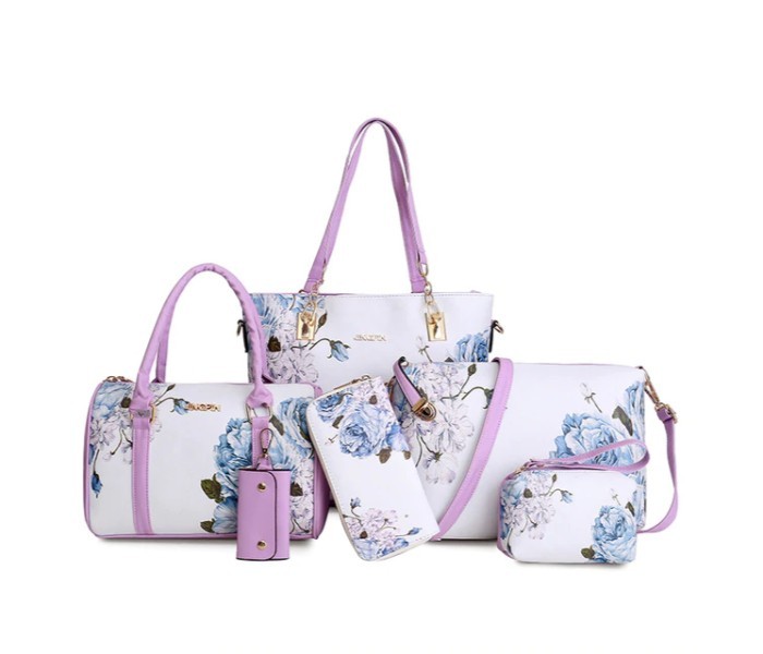 Dcart HB20104 6 Piece Floral Style Handbag Set Purple - Zoom Image 2