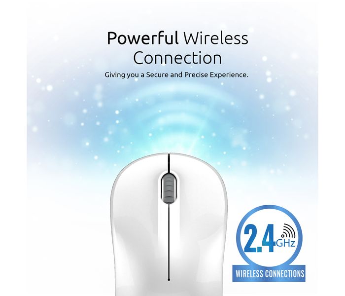 Promate Clix-1 2.4Ghz Optical Wireless Mouse with Nano Bluetooth USB Receiver, White - Zoom Image 2