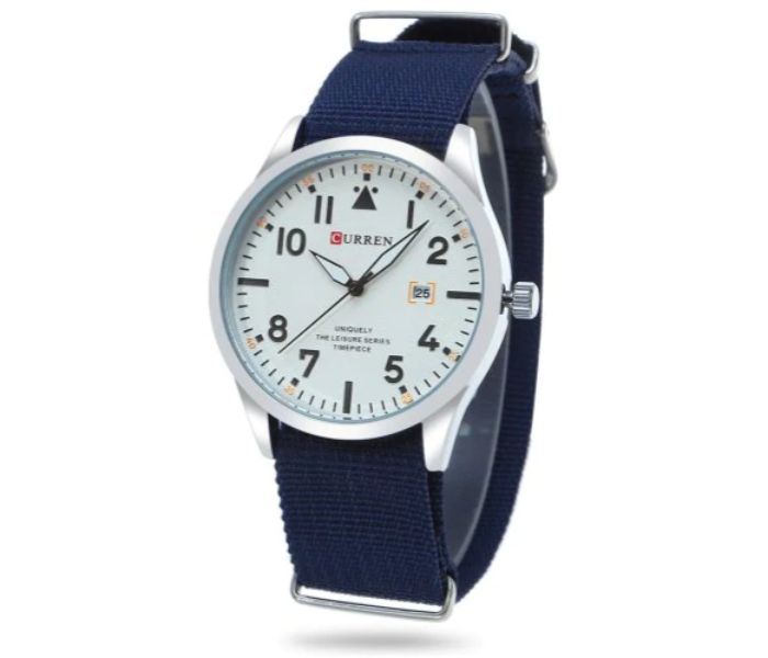 Curren 8268 Canvas Quartz Watch For Men Blue and White - Zoom Image 3