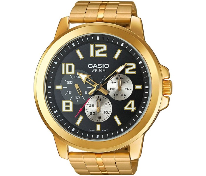 Casio MTP-X300G-1AVDF Mens Analog Watch Black and Gold - Zoom Image 2