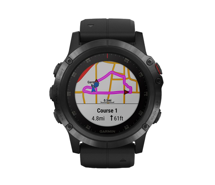 Garmin 010-01989-01 Fenix 5X Plus Smartwatch - Black with Black Band - Zoom Image 1