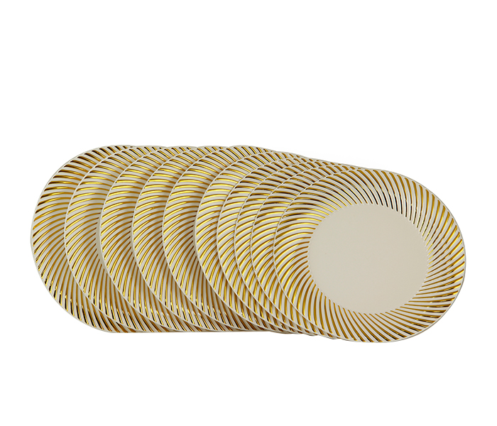 Rosymomen 2371 7-inch Plastic Plate Set - 10 Pieces, Gold - Zoom Image 2