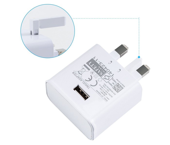  Universal Fast Charging UK Plug Adapter With Micro USB Cable FCK-10 White - Zoom Image 1