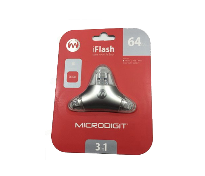 Microdigit 3 In 1 iFlash 64GB USB Flash Drive - Zoom Image