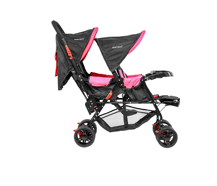 Baby Plus BP7743 Twin Stroller with Reclining Seat - Fuchsia - Zoom Image 1