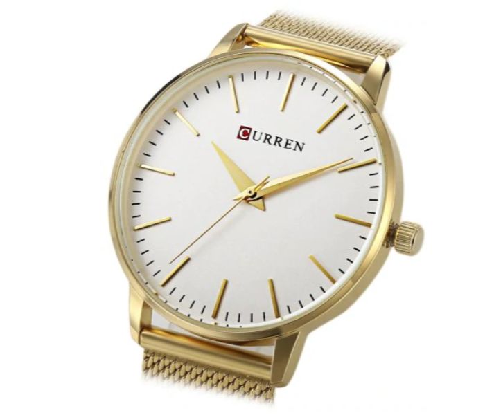 Curren 9021 Stainless Steel Analog Quartz Watch For Women Gold and White - Zoom Image 2