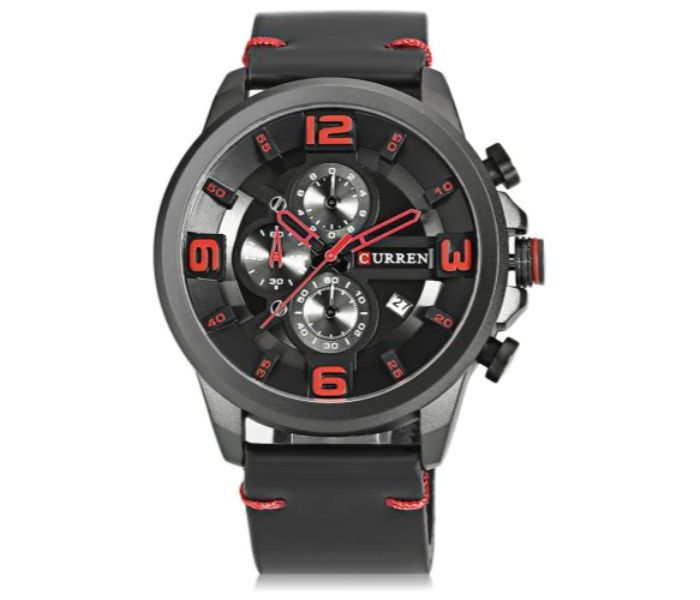 Curren 8288 Chronograph Watch For Men Black And Red - Zoom Image 5