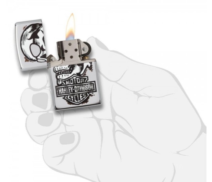 Zippo 29281 250 Harley Davidson Skull Lighter Silver - Zoom Image 2