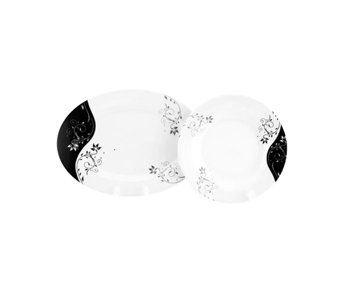 Royalford RF6972 35 Pieces Melamine Ware Dinner Set - White & Black - Zoom Image 1