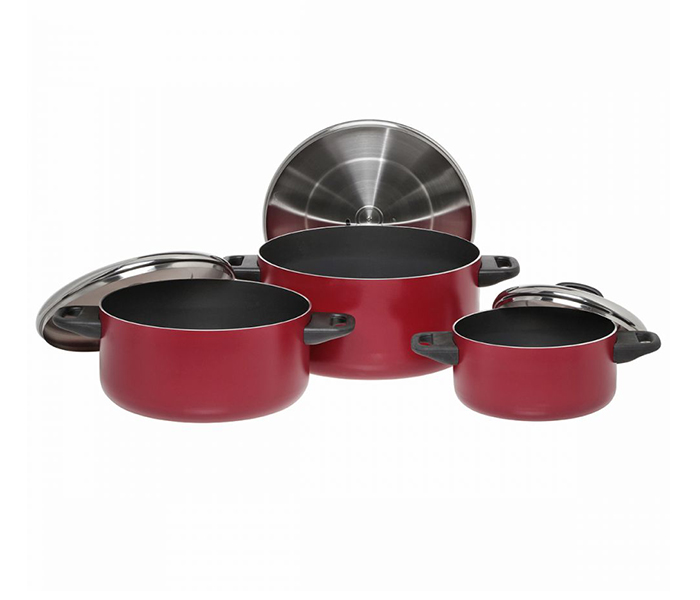 Prestige PR20915 6 Pieces Aluminum Cooking Pots Set, Red - Zoom Image 1