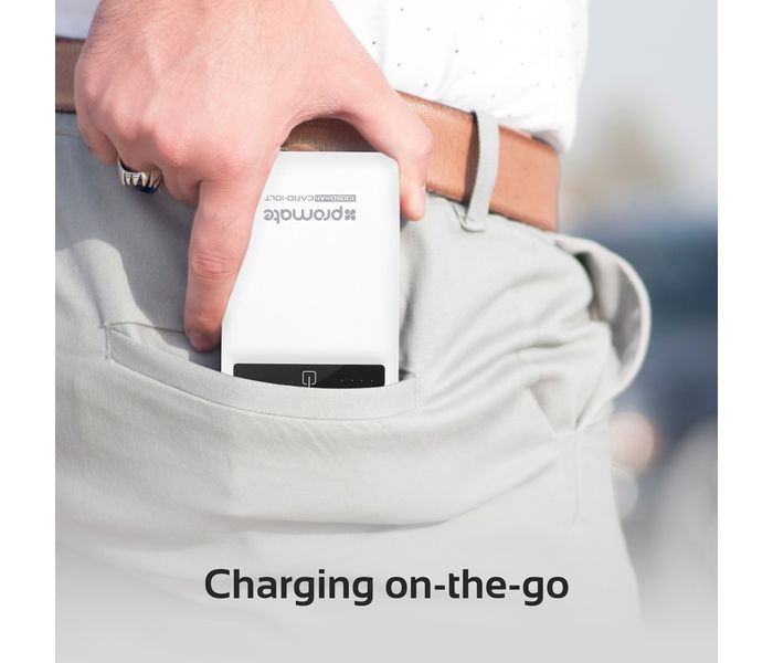 Promate Card-10LT 10050 mAh Fast Charging Power Bank with 2.1A Dual USB Port, White - Zoom Image 2