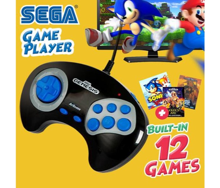 Sega Genesis Game Player Sonic the Hedgehog 1 and 2 Plug into TV With Built-in 12 Sega Games SGP12 Black - Zoom Image 4