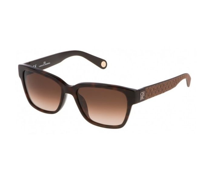 Carolina Herrera SHE645 09XK Wayfarer Brown Paneling Printed Logos Orange Frame Sunglasses for Women - Zoom Image 1