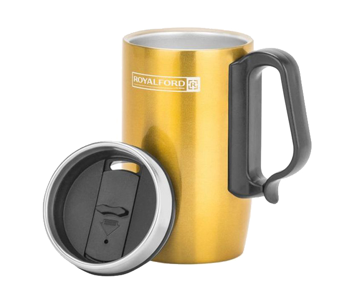 Royalford RFU9038 280ml Stainless Steel Coffee Mug - Yellow & Black - Zoom Image 1