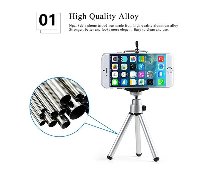 Mini Flexible 2 layer Tripod Stand with Phone Holder Clip for Smartphone - Zoom Image 5