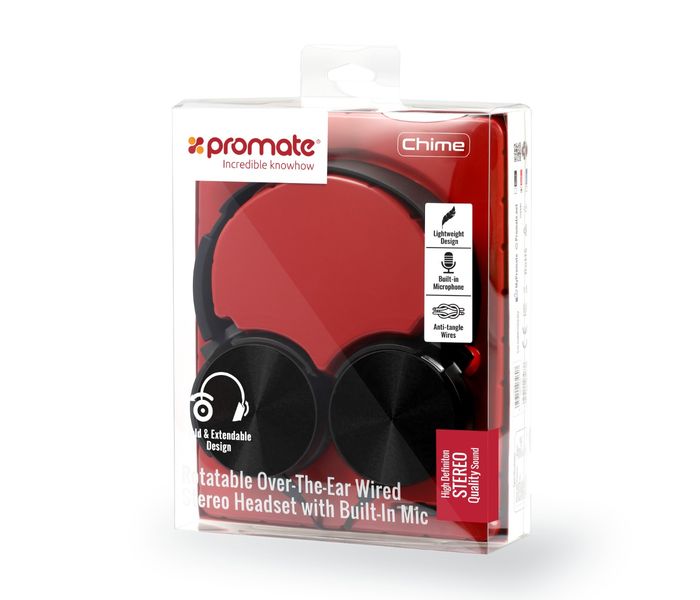 Promate Chime Rotatable Over-The-Ear Wired Stereo Headset with Built-In Mic, Black - Zoom Image 6