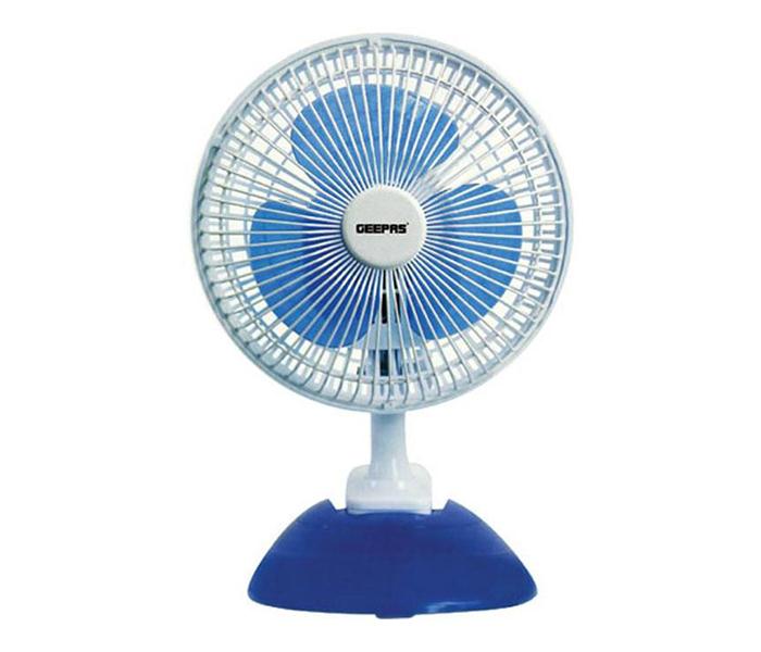 Geepas GF9608 6-inch 2 in 1 2 Speed Table Fan with Clip - White & Blue - Zoom Image 1