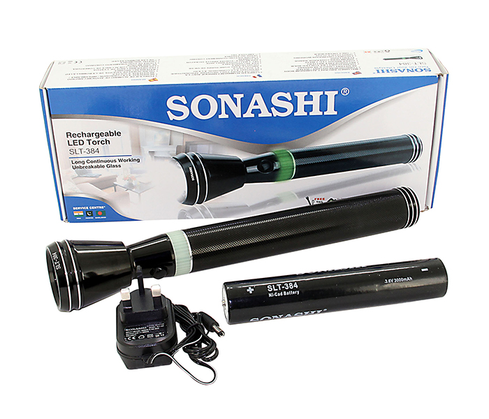 Sonashi SLT-384 Rechargeable LED Torch with Unbreakeable Glass - Black - Zoom Image 4