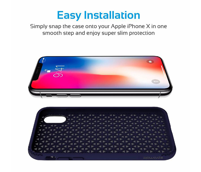 Promate NEO-X Anti-Slip Scratch Resistant Dual Layer Protective Case for iPhone X - Navy - Zoom Image 1