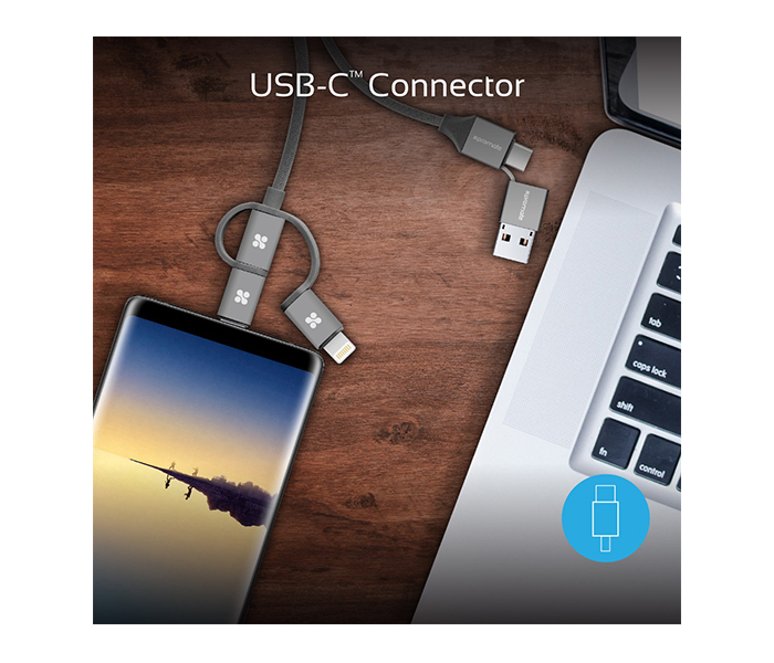 Promate UNILINK-TRIO2 3-in-1 Smart USB Cable for Charging and Data Transfer - Grey - Zoom Image 4