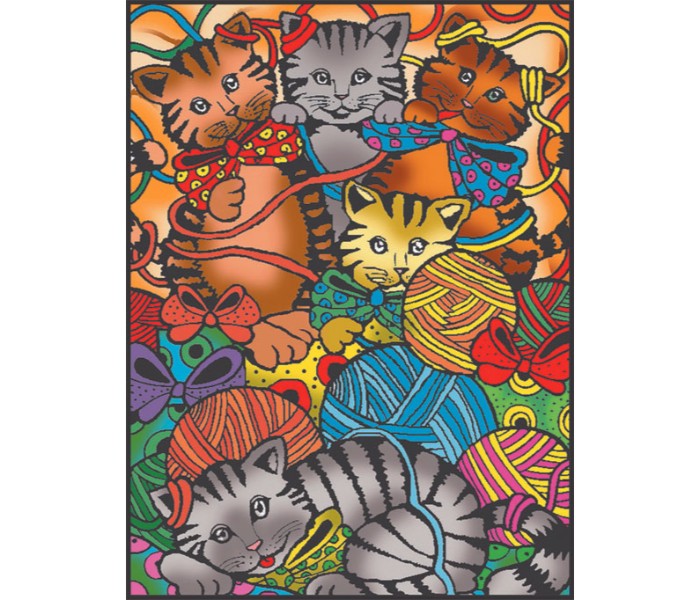 Color Velvet M54 Kittens Ball Design Coloring System Multi Color - Zoom Image