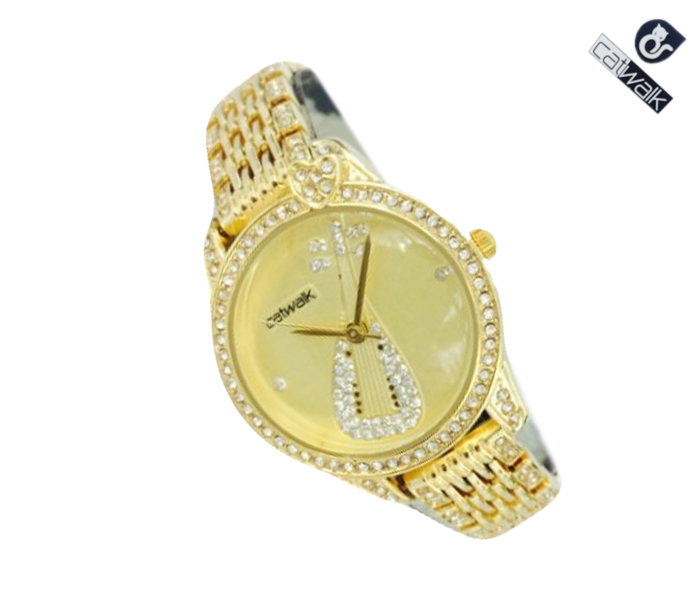 Catwalk CW-973 Genuine quality Fashionable Cz Watch For Women Gold - Zoom Image