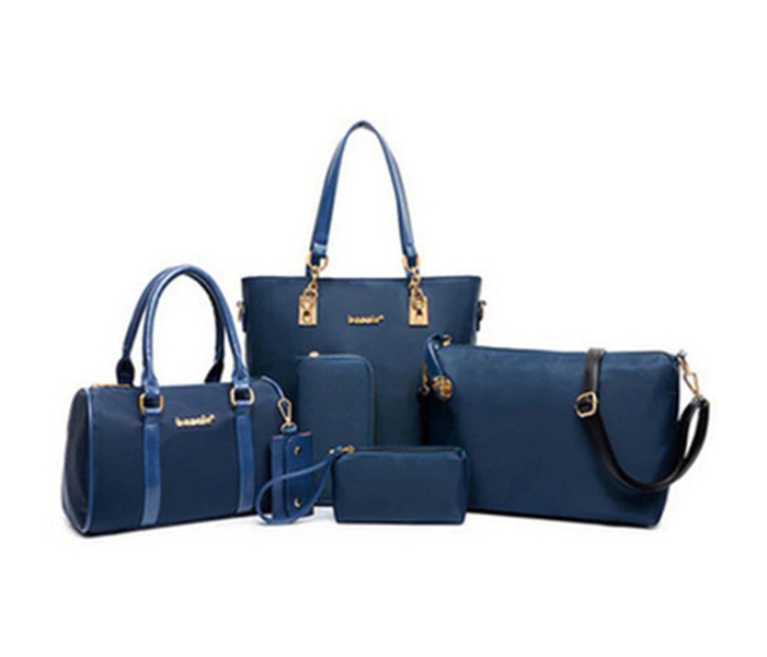 6 Pieces PU Leather Lattice print Composite Bags Set for Women - Blue - Zoom Image