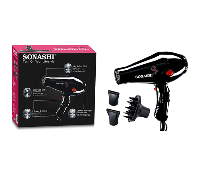 Sonashi SHD-3013 2000W Hair Dryer with Diffusser, Black - Zoom Image 3