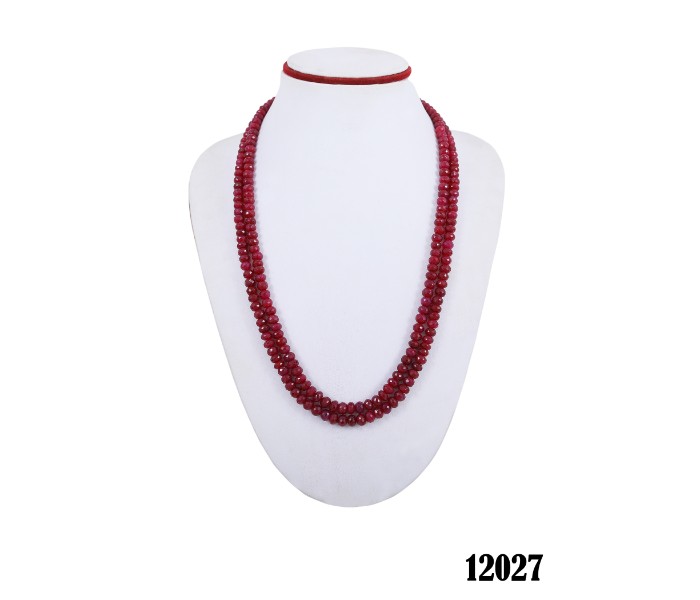 Netra Pearl 12027 2 Line Long Ruby Necklace Red - Zoom Image