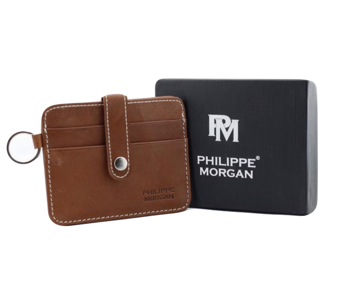 Philippe Morgan PM016 Unisex Leather Credit Card Holder Brown - Zoom Image