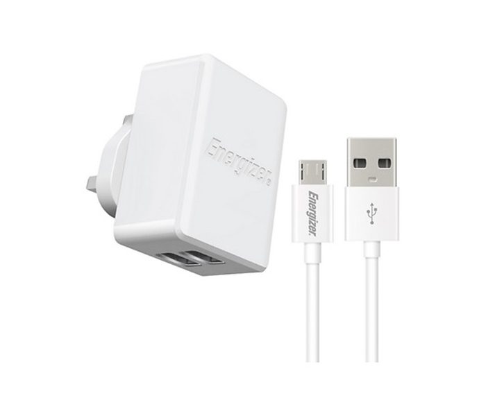 Energizer ACW2CUKUMC3 Ultimate Dual USB Wall Charger with Micro USB Cable - White - Zoom Image 2