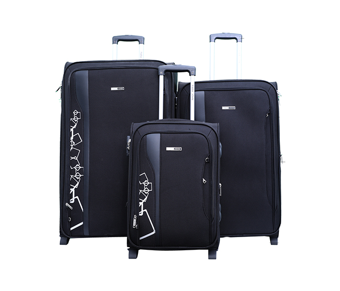 Para John PJTR3102B Trolley Bag Set of 3 Pieces - Black - Zoom Image